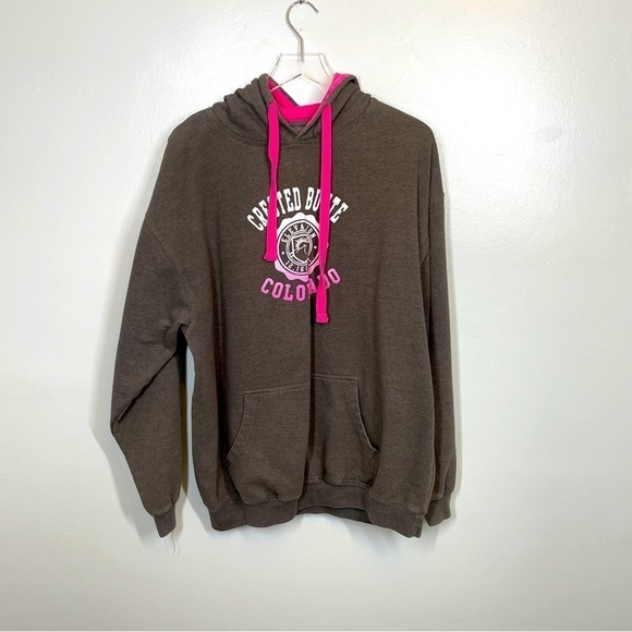 Ouray Crested Butte Colorado Grey/Pink Hoodie Kangaroo Pocket Size XL - Picture 3 of 12